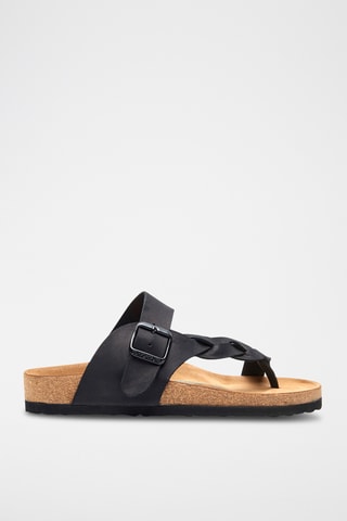 Sandalias de nobuk Gisel - Negro - Diseño ancho