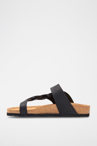 Sandalias de nobuk Gisel - Negro - Diseño ancho