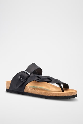 Sandalias de nobuk Gisel - Negro - Diseño ancho