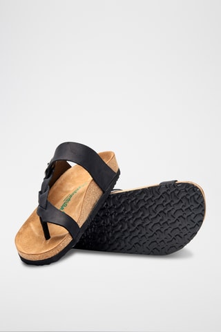 Sandalias de nobuk Gisel - Negro - Diseño ancho