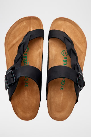 Sandalias de nobuk Gisel - Negro - Diseño ancho