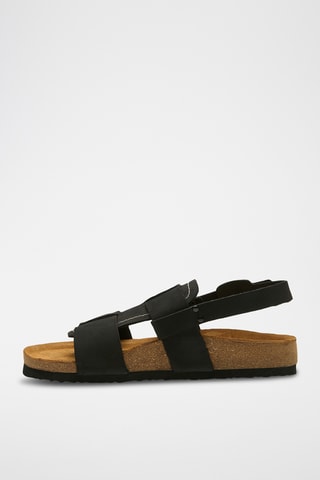 Sandalias de nobuk Likya - Negro - Diseño ancho