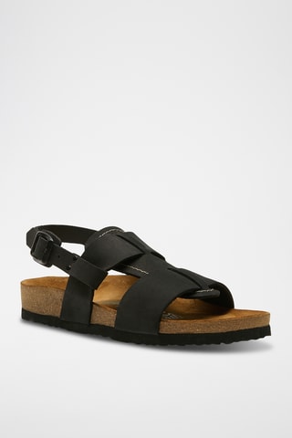 Sandalias de nobuk Likya - Negro - Diseño ancho