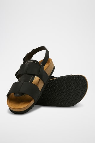 Sandalias de nobuk Likya - Negro - Diseño ancho