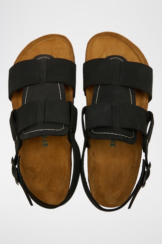 Sandalias de nobuk Likya - Negro - Diseño ancho