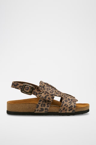Sandalias de nobuk Likya - Marrón y negro - Diseño ancho