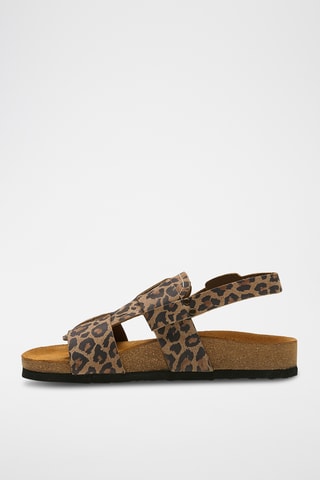 Sandalias de nobuk Likya - Marrón y negro - Diseño ancho