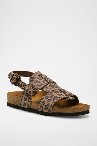 Sandalias de nobuk Likya - Marrón y negro - Diseño ancho