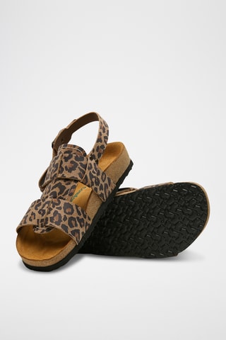 Sandalias de nobuk Likya - Marrón y negro - Diseño ancho