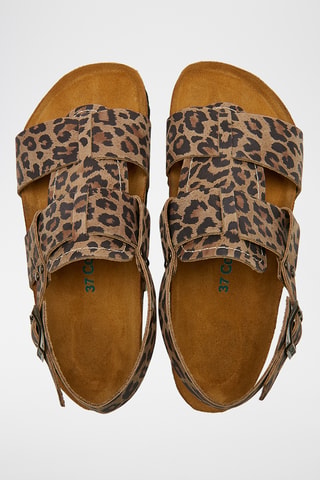 Sandalias de nobuk Likya - Marrón y negro - Diseño ancho