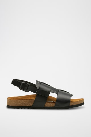 Sandalias de nobuk Likya - Negro - Diseño ancho
