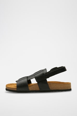 Sandalias de nobuk Likya - Negro - Diseño ancho