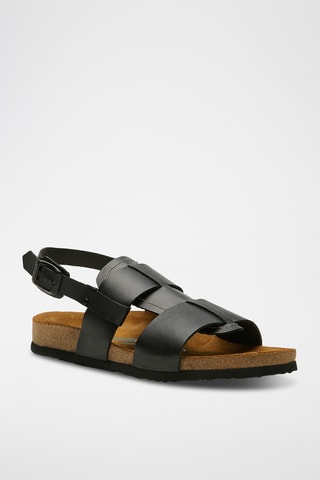 Sandalias de nobuk Likya - Negro - Diseño ancho