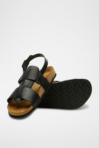 Sandalias de nobuk Likya - Negro - Diseño ancho