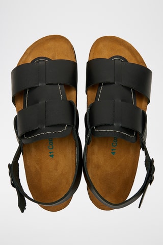Sandalias de nobuk Likya - Negro - Diseño ancho