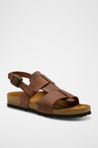 Sandalias de piel Likya - Marrón - Diseño ancho