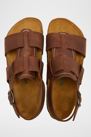 Sandalias de piel Likya - Marrón - Diseño ancho