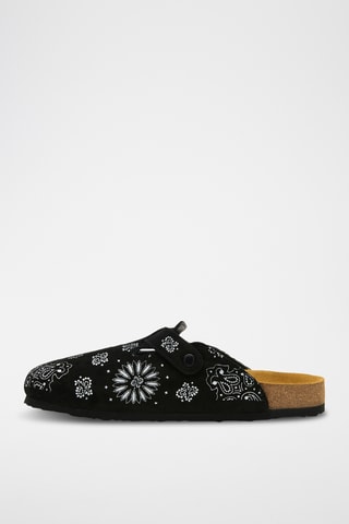 Zuecos de nobuk Folk Capri - Negro - Diseño ancho