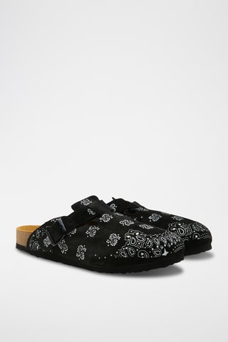 Zuecos de nobuk Folk Capri - Negro - Diseño ancho