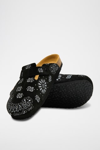 Zuecos de nobuk Folk Capri - Negro - Diseño ancho