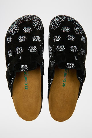 Zuecos de nobuk Folk Capri - Negro - Diseño ancho