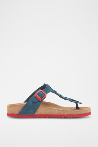 Sandalias de nobuk Guidan - Azul marino y rojo - Diseño ancho