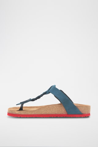 Sandalias de nobuk Guidan - Azul marino y rojo - Diseño ancho