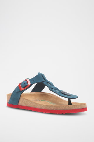 Sandalias de nobuk Guidan - Azul marino y rojo - Diseño ancho
