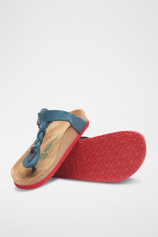 Sandalias de nobuk Guidan - Azul marino y rojo - Diseño ancho