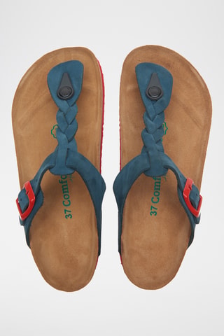Sandalias de nobuk Guidan - Azul marino y rojo - Diseño ancho