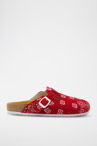 Zuecos de nobuk Folk Capri - Rojo - Diseño ancho