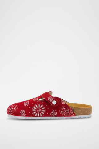 Zuecos de nobuk Folk Capri - Rojo - Diseño ancho