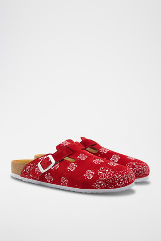 Zuecos de nobuk Folk Capri - Rojo - Diseño ancho