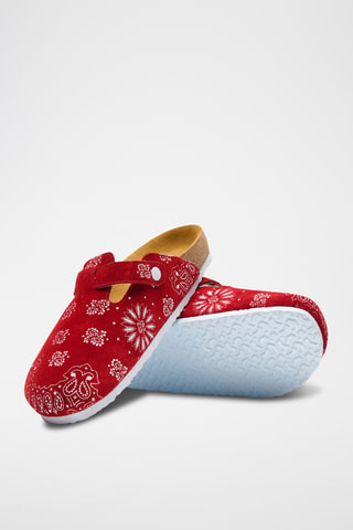 Zuecos de nobuk Folk Capri - Rojo - Diseño ancho