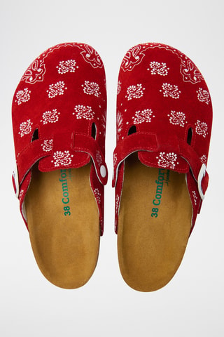 Zuecos de nobuk Folk Capri - Rojo - Diseño ancho