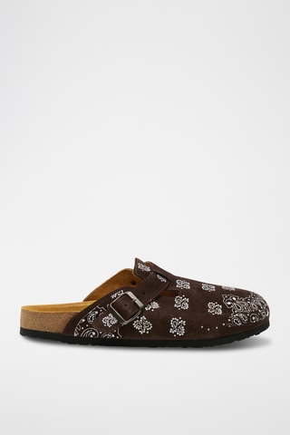 Zuecos de nobuk Folk Capri - Marrón - Diseño ancho