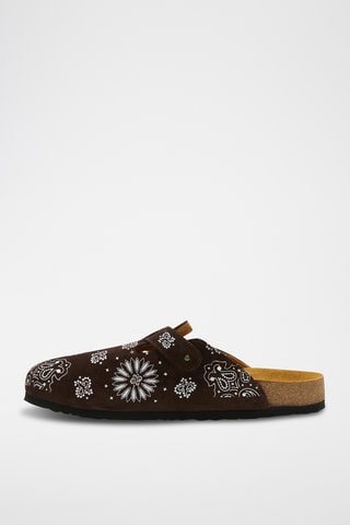 Zuecos de nobuk Folk Capri - Marrón - Diseño ancho