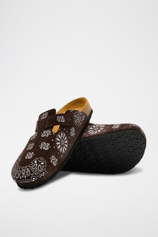 Zuecos de nobuk Folk Capri - Marrón - Diseño ancho