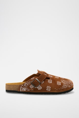 Zuecos de nobuk Folk Capri - Camel - Diseño ancho