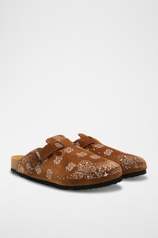 Zuecos de nobuk Folk Capri - Camel - Diseño ancho