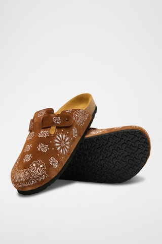 Zuecos de nobuk Folk Capri - Camel - Diseño ancho