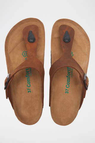 Sandalias de piel Aliz - Marrón - Diseño ancho