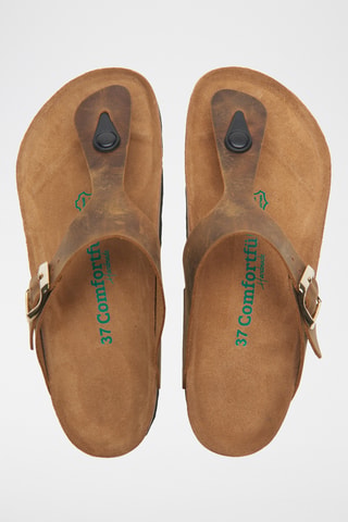 Sandalias de piel Aliz - Camel - Diseño ancho