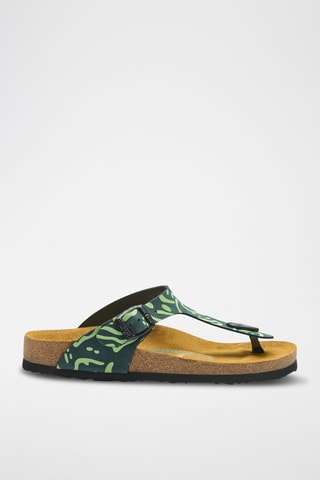 Sandalias de piel Aliz-PR - Azul marino - Diseño ancho