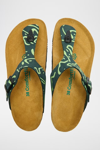 Sandalias de piel Aliz-PR - Azul marino - Diseño ancho