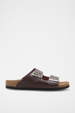 Sandalias de piel napa Bali - Burdeos - Diseño ancho