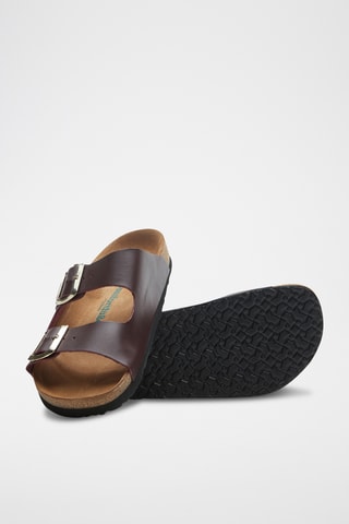 Sandalias de piel napa Bali - Burdeos - Diseño ancho