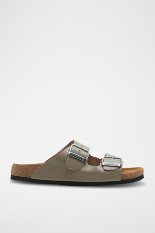 Sandalias de piel napa Bali - Caqui - Diseño ancho