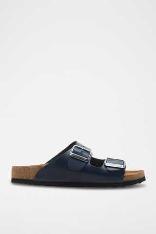 Sandalias de piel napa Bali - Azul marino - Diseño ancho