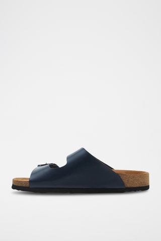 Sandalias de piel napa Bali - Azul marino - Diseño ancho